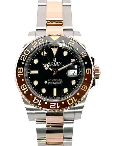 Rolex GMT-Master II 126711CHNR aus Edelstahl und 18 kt Everose-Gold, schwarzes Zifferblatt, Keramik-Lünette, Oyster Armband, Modelljahr 2020