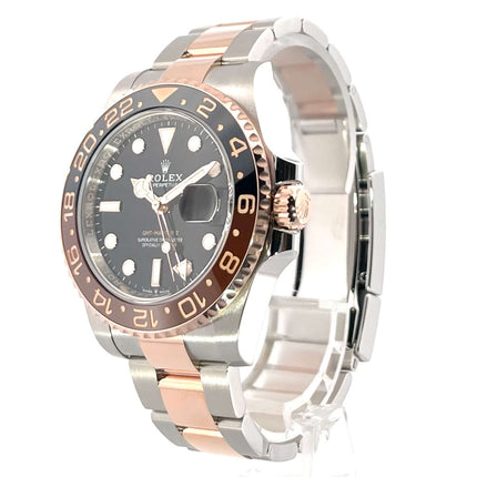 Rolex GMT-Master II 126711CHNR aus Edelstahl und 18 kt Everose-Gold mit schwarzem Zifferblatt und Keramik-Lünette, aus dem Jahr 2023.