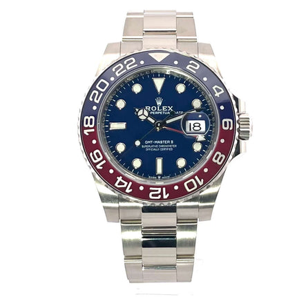 Rolex GMT Master II Weißgold 126719BLRO Blau aus 2022 mit blau/roter Keramik Lünette und blauem Zifferblatt
