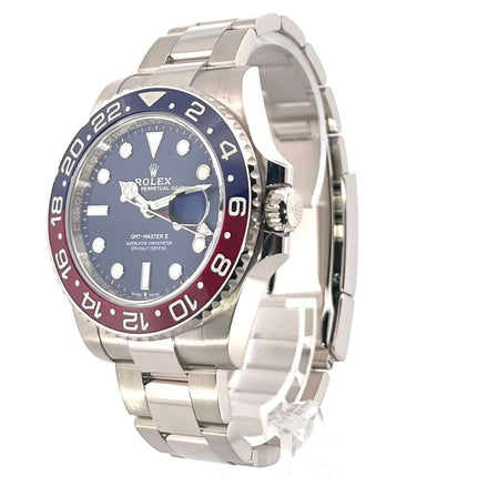 Rolex GMT Master II Weißgold 126719BLRO Blau mit blau/roter Keramik Lünette und blauem Zifferblatt, Gehäuse 40mm, 18 kt Weißgold Armband