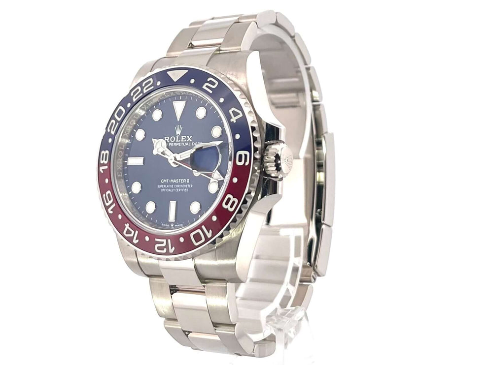 Rolex GMT Master II Weißgold 126719BLRO Blau mit blau/roter Keramik Lünette und blauem Zifferblatt, Gehäuse 40mm, 18 kt Weißgold Armband