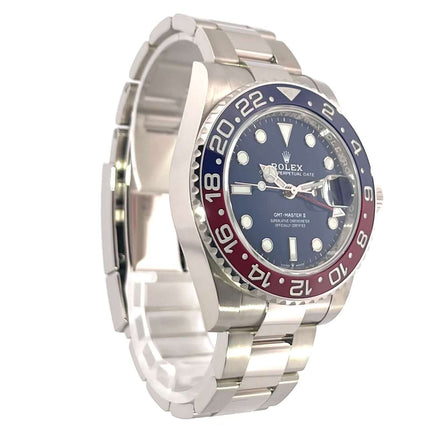 Rolex GMT Master II Weißgold 126719BLRO Blau, 18 kt Weißgold Gehäuse, blau/rote Lünette, blaues Zifferblatt, 2022 Modell.
