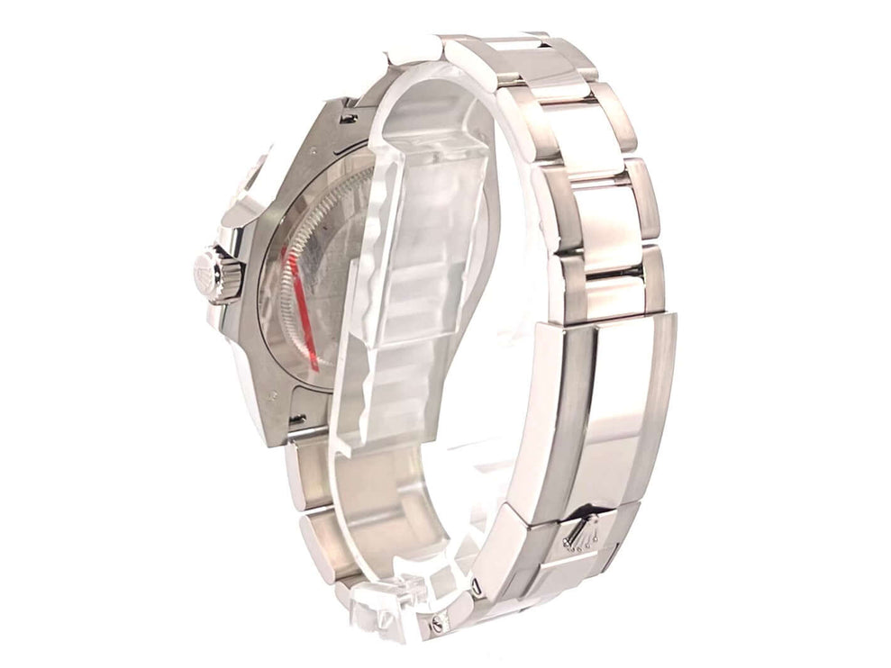 Rückseite des Rolex GMT Master II Weißgold 126719BLRO Blau mit 18 kt Weißgold Armband, poliert und satiniert.