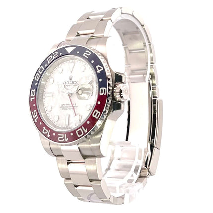 Rolex GMT Master II Weißgold 126719BLRO Meteorit mit blau/roter Keramik-Lünette und Meteorit-Zifferblatt.