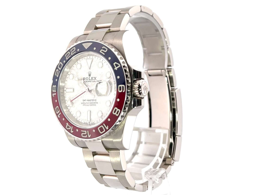 Rolex GMT Master II Weißgold 126719BLRO Meteorit, 18 kt Weißgold Gehäuse und Armband, blau/rote Keramik Lünette, Meteorit Zifferblatt