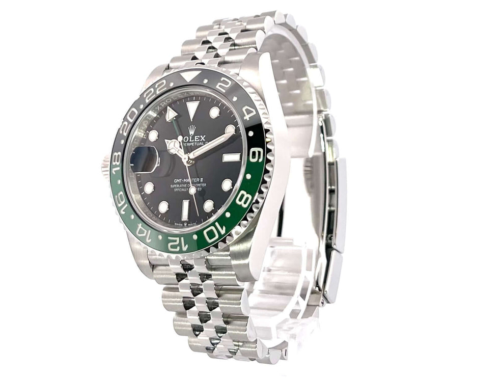 Rolex GMT-Master II Edelstahl 126720VTNR mit schwarz/grüner Keramik Lünette und Jubile-Edelstahlarmband, Gehäuse 40 mm, 2022 Modell.