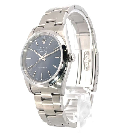 Rolex Oyster Air-King 34 Ref. 14000 Blau, Edelstahl, 34 mm Gehäuse, blaues Zifferblatt, Oyster Edelstahlband, Wasserdicht bis 10 bar, sehr guter Zustand.