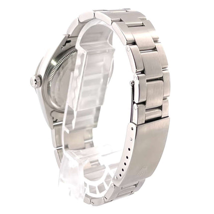 Rückseite eines Rolex Oyster Air-King 34 Edelstahlarmband, Modell Ref. 14000, poliert und satiniert, aus dem Jahr 1998.