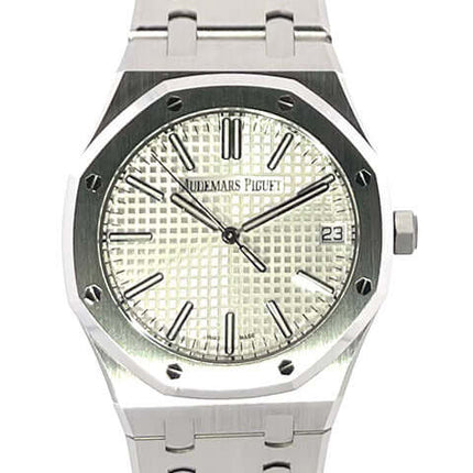 Audemars Piguet AP Royal Oak 15510ST.OO.1320ST.03 50-jähriges Jubiläum Edelstahlgehäuse und -band mit silberfarbenem Zifferblatt