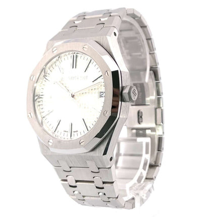 Audemars Piguet AP Royal Oak 15510ST.OO.1320ST.03 50-jähriges Jubiläum Edelstahlgehäuse und -armband, silberfarbenes Zifferblatt