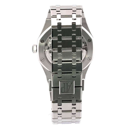 Rückansicht des Audemars Piguet AP Royal Oak 15510ST.OO.1320ST.03 50-jähriges Jubiläum mit Edelstahlarmband.