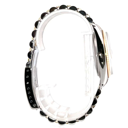 Rolex Datejust 36 Edelstahl Gelbgold 16013 Schwarz, Seitenansicht des Jubilearmbands aus Edelstahl und Gelbgold