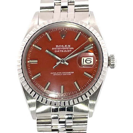 Rolex Datejust 36 Ref. 1603 mit orangefarbenem Zifferblatt und Jubile-Edelstahlband, poliert und satiniert, Automatik-Chronometer