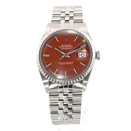 Rolex Datejust 36 Ref. 1603 mit orangefarbenem Zifferblatt und Jubile-Edelstahlband