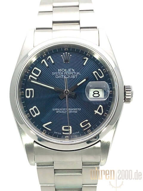 Rolex Datejust 36 Edelstahl 16200 Blau Arabisch Oyster-Band - Main Image