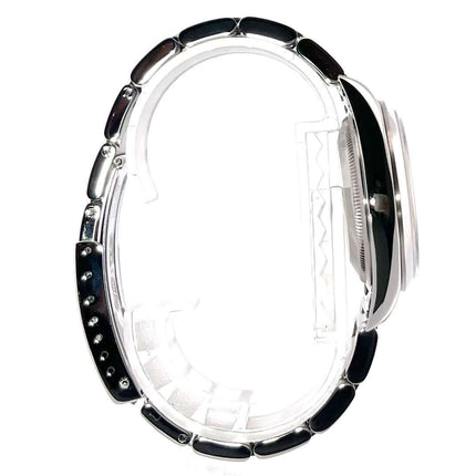 Profilansicht des Rolex Datejust 36 Edelstahl 16200 Silber mit poliertem und satiniertem Oyster-Band