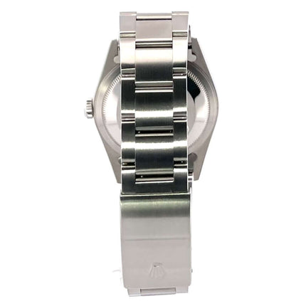 Rückansicht Rolex Datejust 36 Edelstahl 16200 Silber mit poliertem und satiniertem Oyster-Band und Faltschließe