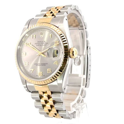 Rolex Datejust 36 Edelstahl Gelbgold 16233 mit arabischen Ziffern und Jubile-Band