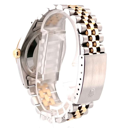 Rückseite des Rolex Datejust 36 Edelstahl Gelbgold 16233 mit Jubile-Armband und Faltschließe