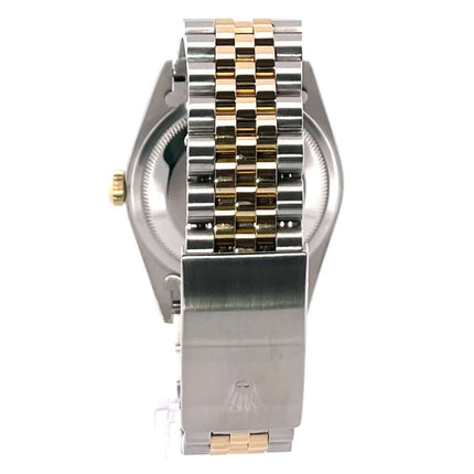 Rückseite der Rolex Datejust 36 Edelstahl Gelbgold 16233 mit Jubile-Band aus Edelstahl und 18 kt Gelbgold