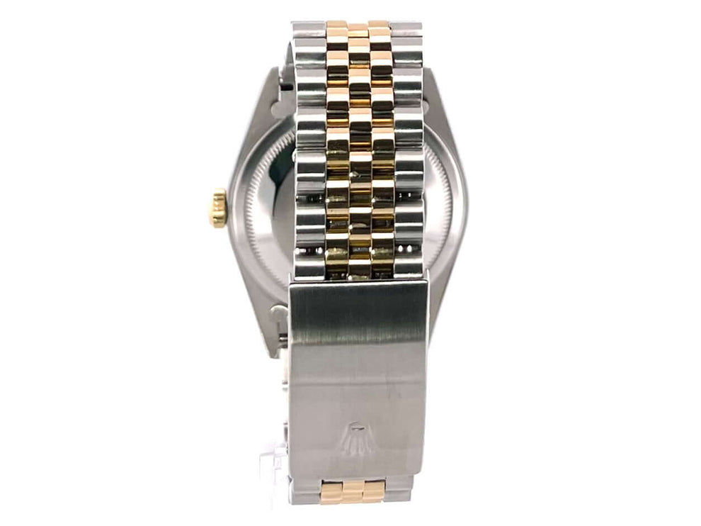 Rückseite der Rolex Datejust 36 Edelstahl Gelbgold 16233 mit Jubile-Band aus Edelstahl und 18 kt Gelbgold