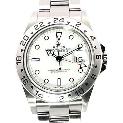 Rolex Explorer II Edelstahl Ref. 16570 Weiß mit 40mm Gehäusedurchmesser, weißem Zifferblatt und Oyster Edelstahlarmband, aus dem Jahr 2006