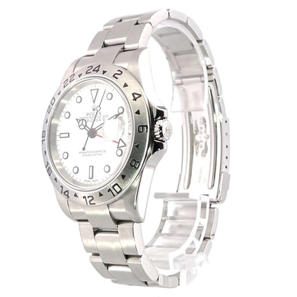 Rolex Explorer II Edelstahl Ref. 16570 Weiß, LC100 aus 2006, poliertes und satiniertes 40mm Edelstahlgehäuse, Oyster-Band, weißes Zifferblatt.