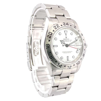 Rolex Explorer II Edelstahl Ref. 16570 Weiß, poliertes und satiniertes Edelstahlgehäuse, 40mm, Oyster Armband, weißes Zifferblatt, LC100 2006.