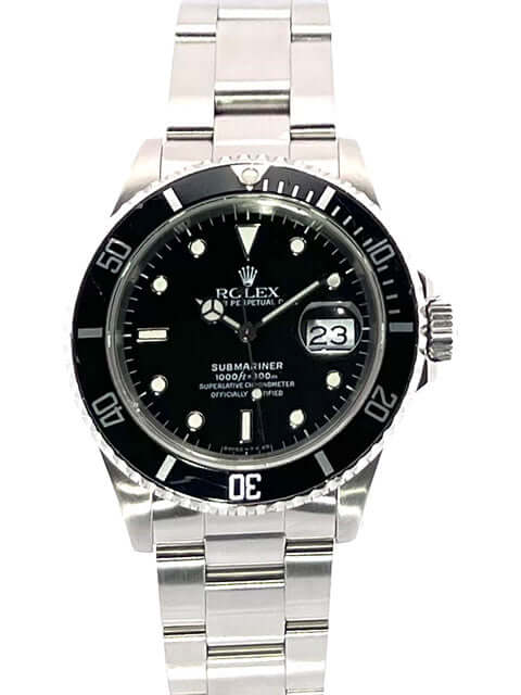 Rolex Submariner Date 16610 L-Serie Edelstahlgehäuse, schwarzes Zifferblatt, drehbare Lünette und Oyster Armband aus Edelstahl