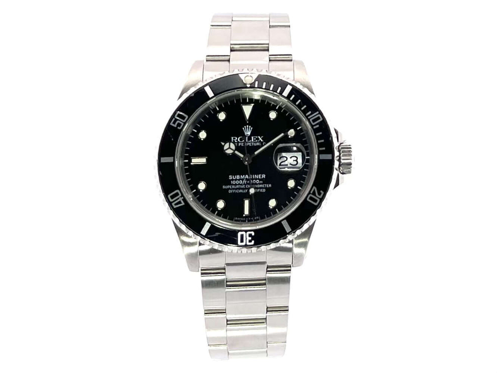 Rolex Submariner Date 16610 L-Serie, Edelstahlgehäuse, schwarz Zifferblatt und Lünette, Oyster Armband, Automatikwerk 3135.