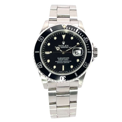 Rolex Submariner Date 16610 N-Serie Edelstahl, schwarzes Zifferblatt, drehbare Lünette, Oyster Armband, Automatikwerk.