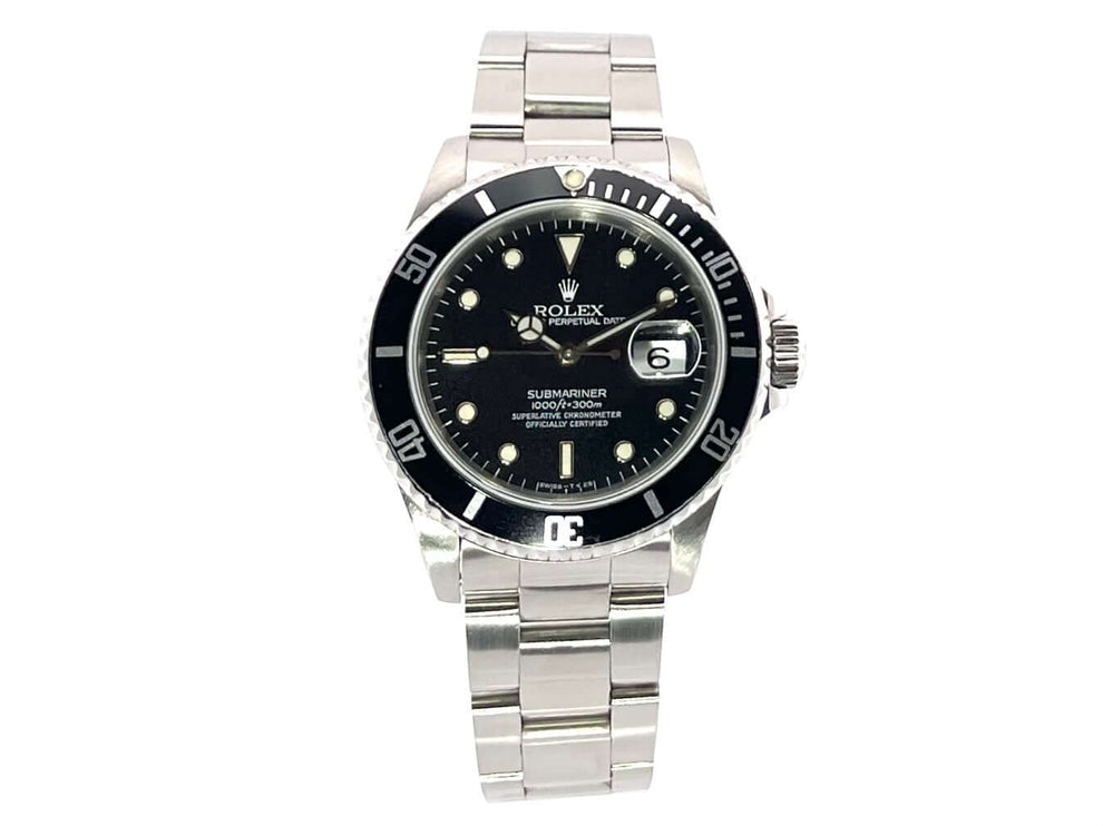 Rolex Submariner Date 16610 N-Serie Edelstahl, schwarzes Zifferblatt, drehbare Lünette, Oyster Armband, Automatikwerk.
