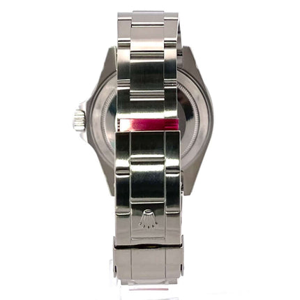 Rückansicht der Rolex Submariner Date 16610 mit Edelstahlgehäuse und satiniertem Oyster Armband