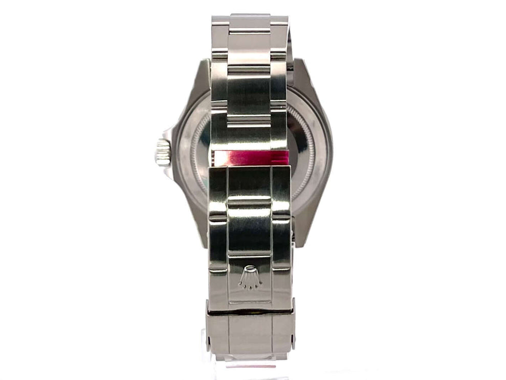 Rückansicht der Rolex Submariner Date 16610 mit Edelstahlgehäuse und satiniertem Oyster Armband