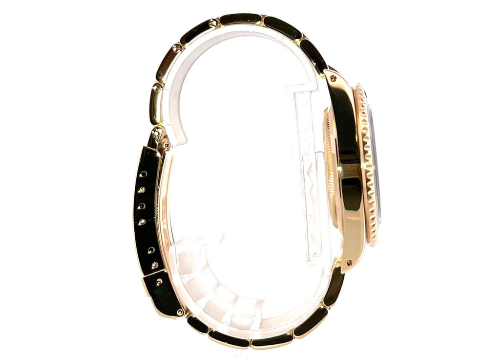 Rolex Submariner Date 16618 Gelbgold Seitenansicht, 18 Karat Gelbgold, Oyster Armband, drehbare Lünette, schwarzes Zifferblatt