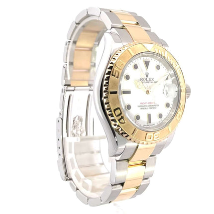 Rolex Yachtmaster 16623 Edelstahl Gelbgold Weiß, poliertes Edelstahlgehäuse, Gelbgold Lünette, weißes Zifferblatt, Edelstahl/Gelbgold Armband