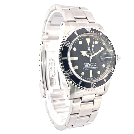 Rolex Submariner Date Ref. 1680 Edelstahlgehäuse, schwarze Lünette und Zifferblatt, Edelstahlband, hochwertiger Automatik-Uhrwerk Taucheruhr.