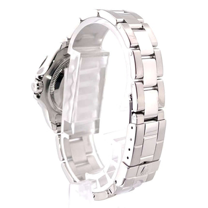 Rolex Yacht-Master 29 Edelstahl Platin 169622 Rückseite mit poliertem und satiniertem Edelstahlarmband und Sicherheitsfaltschließe