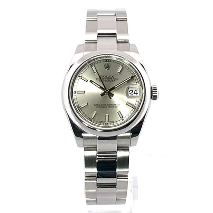 Rolex Oyster Datejust 31 Ref. 178240 aus 2016 mit silbernem Zifferblatt und Edelstahl-Oysterband, Automatik-Chronometer-Uhr.