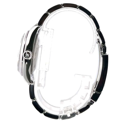 Seitenansicht der Rolex Oyster Datejust 31 Ref. 178240 mit silbernem Oyster-Band und Edelstahlgehäuse.