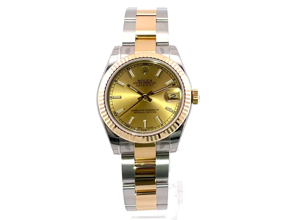 Rolex Datejust 31 178273 Champagner Zifferblatt, Edelstahl und 18 kt Gelbgold Gehäuse und Armband, Luxus Damenuhr