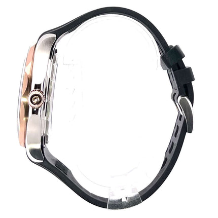 OMEGA Seamaster Diver 300M Ref. 210.22.42.20.01.002 Edelstahlgehäuse, Roségold Lünette, schwarzes Kautschukband Seitenansicht