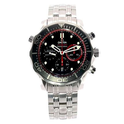 Omega Seamaster 300M Chrono Diver 44 mm Ref. 212.32.44.50.01.001 Edelstahl, drehbare Lünette, schwarzes Zifferblatt, Edelstahlband, 2017.