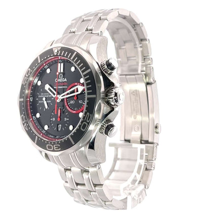 Omega Seamaster 300M Chrono Diver 44 mm Edelstahl, schwarzes Zifferblatt, drehbare Lünette, Edelstahlarmband, Automatikwerk, 2017 Modell