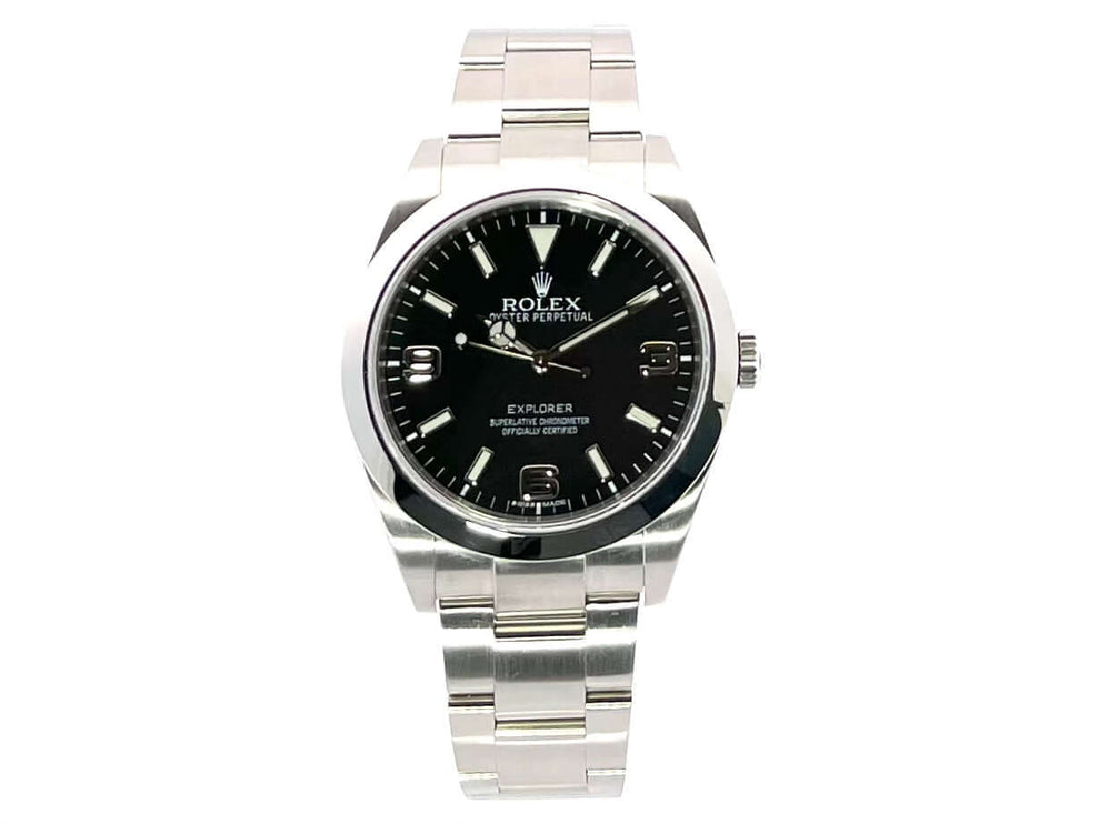 Rolex Explorer I Edelstahl 214270, poliertes und satiniertes Edelstahlgehäuse, schwarzes Zifferblatt, Automatikwerk, aus 2011.