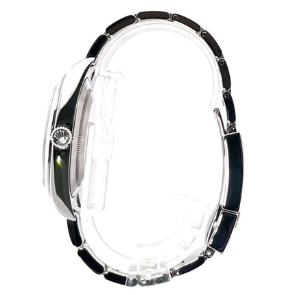 Rolex Explorer I Edelstahl 214270 Seitenansicht, polierte und satinierte Edelstahlgehäuse, schwarzes Zifferblatt, Automatikwerk, Modell aus 2011