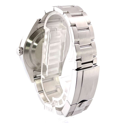 Rückansicht Rolex Explorer I Edelstahl 214270 mit poliertem und satiniertem Oyster-Armband