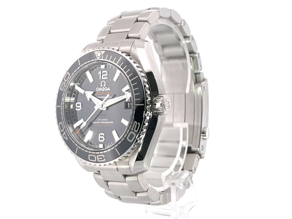 Omega Seamaster Planet Ocean 600m 39.5 Master Chronometer 215.30.40.20.01.001 Uhr mit Edelstahlgehäuse und Armband, schwarzes Zifferblatt und Leuchtzeiger