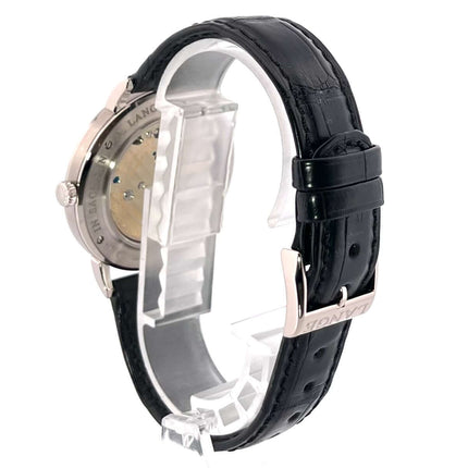 A. Lange & Söhne Saxonia 216.026 Weißgold mit schwarzem Alligatorlederband, Rückseite mit 18 kt Weißgold Dornschließe