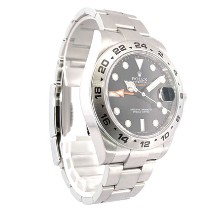 Rolex Explorer II 42 Edelstahl Ref. 216570, schwarzes Zifferblatt, Edelstahl-Armband, 24-Stunden-Skala, Oyster-Armband, Baujahr 2018
